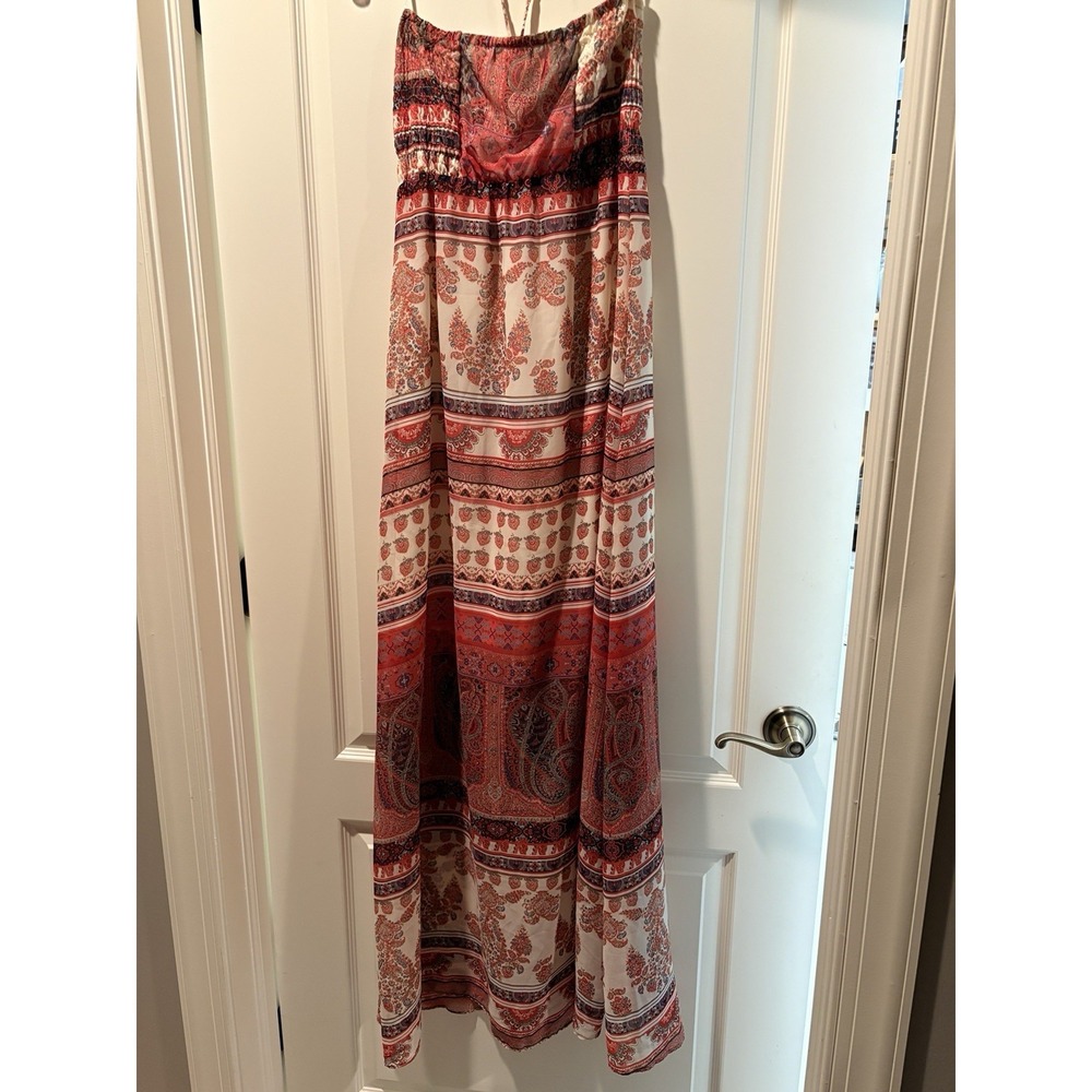 Bershka Maxi Dress Women L Indie Beach Coastal Fairy Boho Patchwork silk Dress - Picture 2 of 13